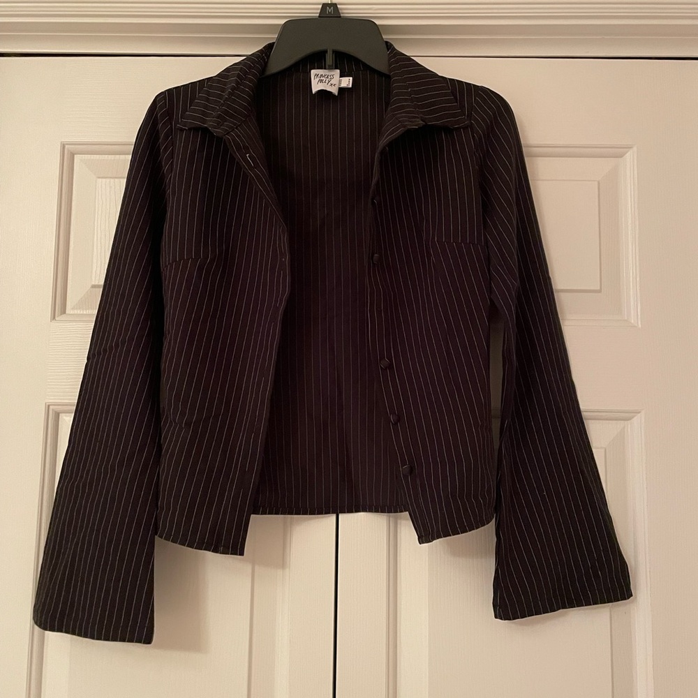 Princess Polly Black Pinstripe Button Down Shirt
